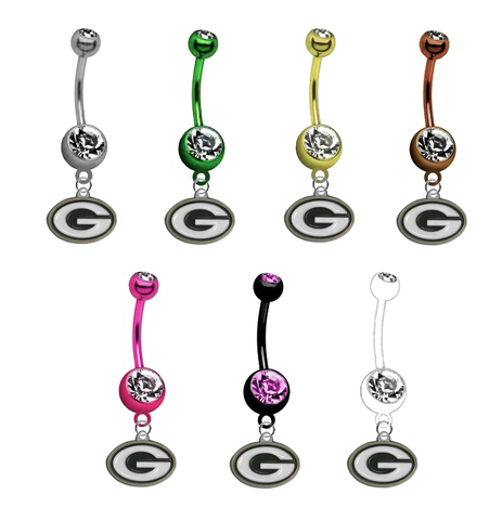 Green Bay Packers NFL Football Belly Button Navel Ring - Pick Your Color