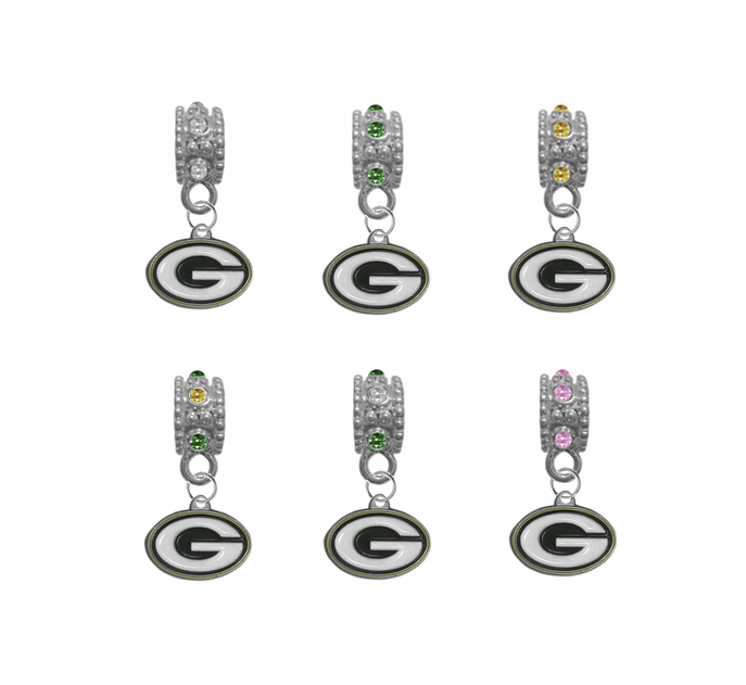 Green Bay Packers NFL Football Crystal Rhinestone European Bracelet Charm