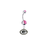 Green Bay Packers Silver Pink Swarovski Belly Button Navel Ring - Customize Gem Colors