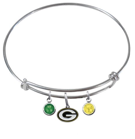 Green Bay Packers NFL Expandable Wire Bangle Charm Bracelet