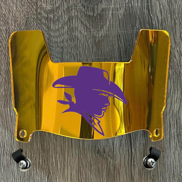 Hardin-Simmons Cowboys Mini Football Helmet Visor Shield Gold Chrome Mirror w/ Clips