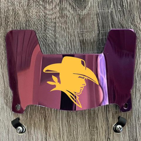Hardin-Simmons Cowboys Mini Football Helmet Visor Shield Purple Chrome Mirror w/ Clips