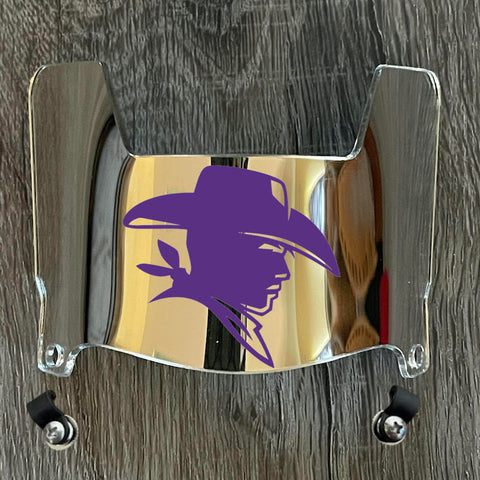 Hardin-Simmons Cowboys Mini Football Helmet Visor Shield Silver Chrome Mirror w/ Clips