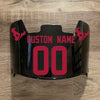 Houston Texans Custom Name & Number Full Size Football Helmet Visor Shield Black Dark Tint w/ Clips - RED