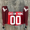 Houston Texans Custom Name & Number Mini Football Helmet Visor Shield Red Chrome Mirror w/ Clips - WHITE