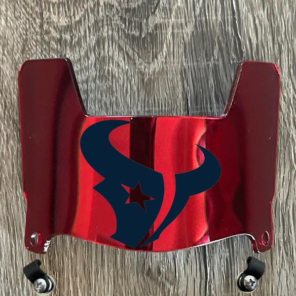 Houston Texans Mini Football Helmet Visor Shield Red Chrome Mirror w/ Clips