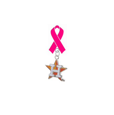 Houston Astros Style 2 MLB Breast Cancer Awareness / Mothers Day Pink Ribbon Lapel Pin
