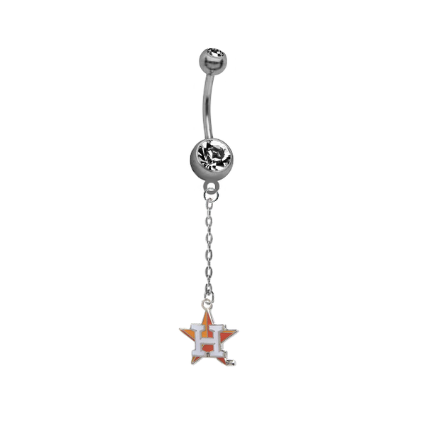 Houston Astros Style 2 Dangle Chain Belly Button Navel Ring