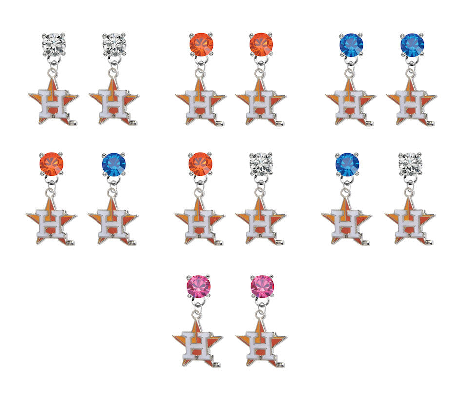 Houston Astros Style 2 MLB Swarovski Crystal Stud Rhinestone Earrings