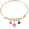 Houston Astros Style 2 Gold MLB Expandable Wire Bangle Charm Bracelet