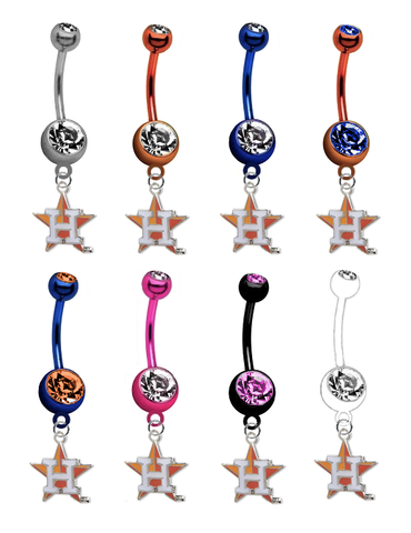 Houston Astros Style 2 MLB Baseball Belly Button Navel Ring - Pick Your Color