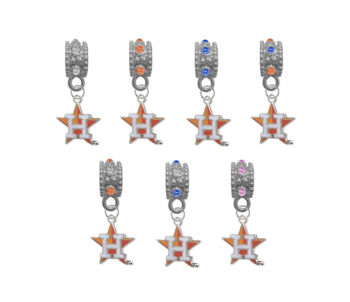 Houston Astros 2 MLB Baseball Crystal Rhinestone European Bracelet Charm