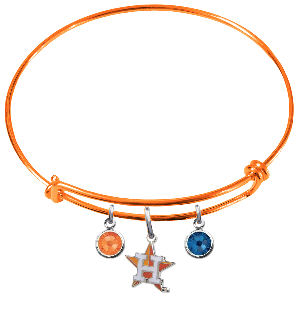 Houston Astros Style 2 Orange MLB Expandable Wire Bangle Charm Bracelet