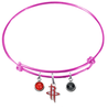 Houston Rockets PINK Color Edition Expandable Wire Bangle Charm Bracelet