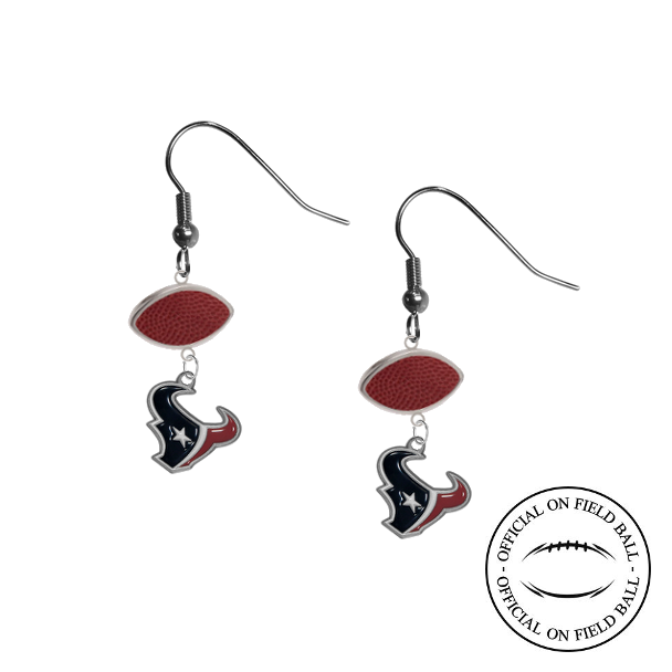 Houston Texans NFL Authentic Official On Field Leather Football Dangle Earrings