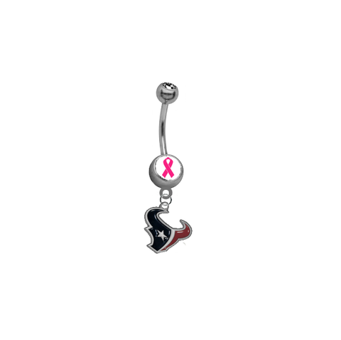 Houston Texans Breast Cancer Awareness NFL Football Belly Button Navel Ring