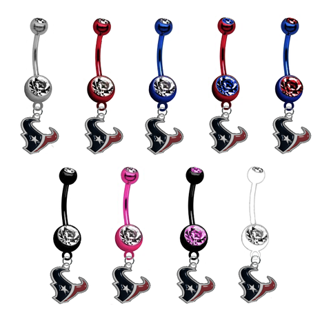 Houston Texans NFL Football Belly Button Navel Ring - Pick Your Color