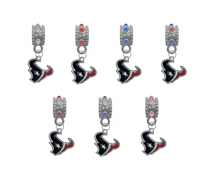 Houston Texans NFL Football Crystal Rhinestone European Bracelet Charm