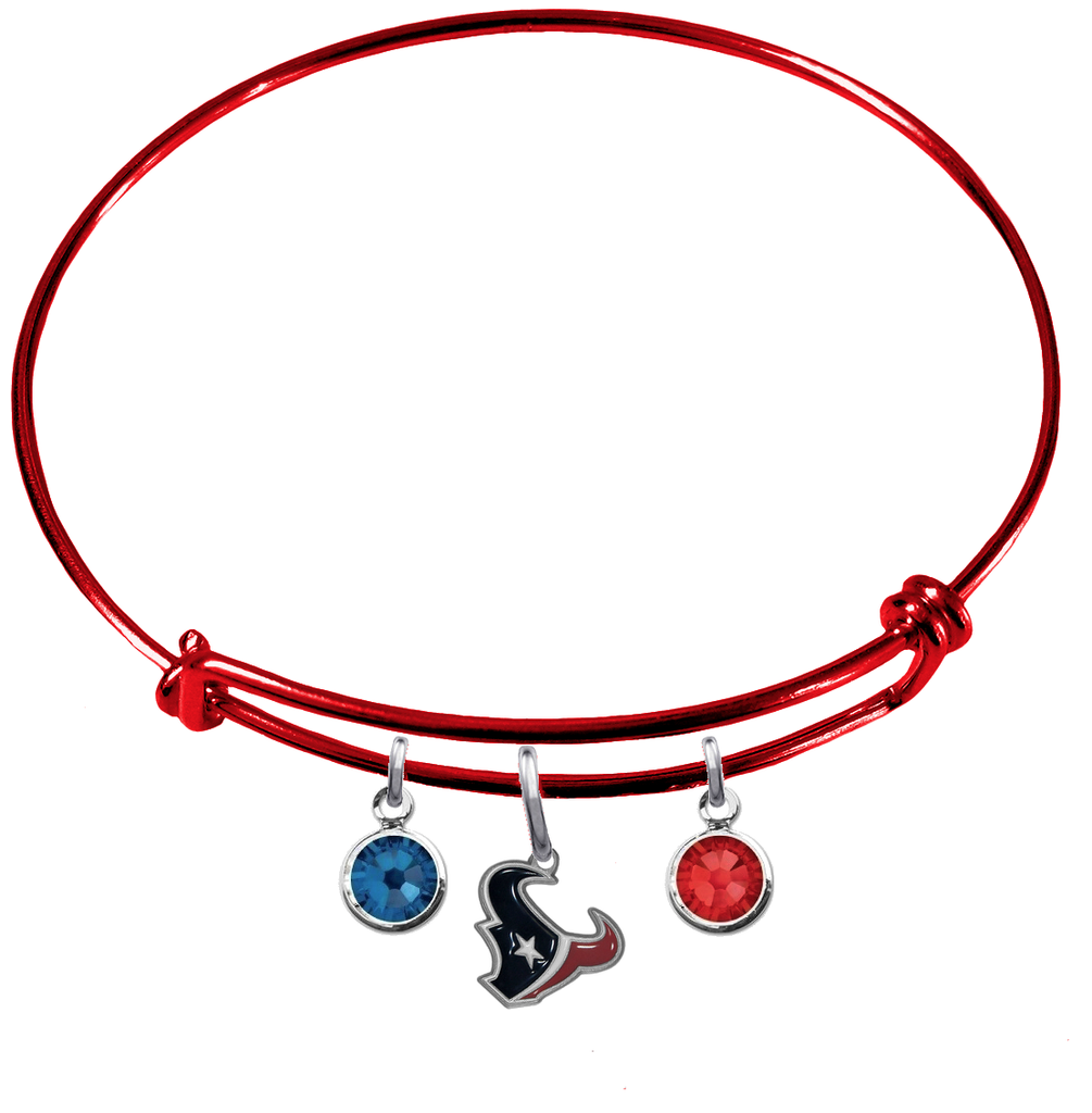Houston Texans Red NFL Expandable Wire Bangle Charm Bracelet