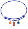 Illinois Fighting Illini NCAA Blue Expandable Wire Bangle Charm Bracelet