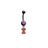 Illinois Fighting Illini BLACK w/ PINK GEM College Belly Button Navel Ring