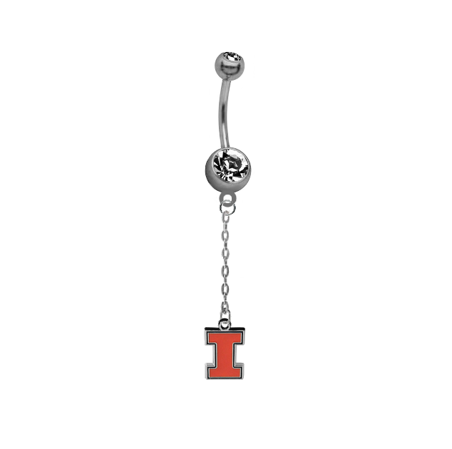 Illinois Fighting Illini Dangle Chain Belly Button Navel Ring