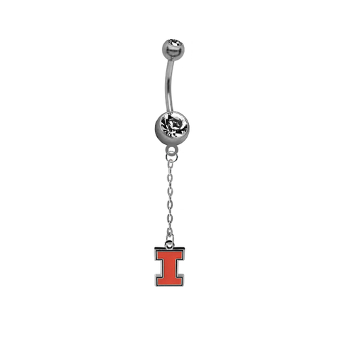 Illinois Fighting Illini Dangle Chain Belly Button Navel Ring