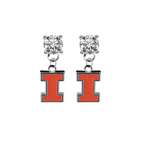 Illinois Fighting Illini CLEAR Swarovski Crystal Stud Rhinestone Earrings