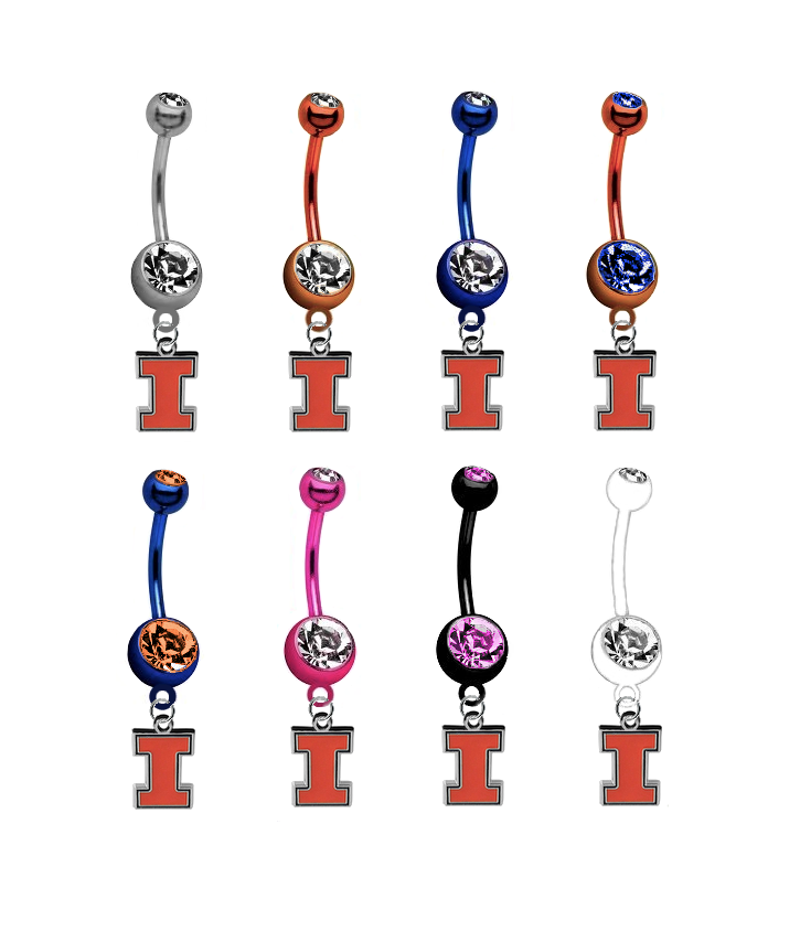 Illinois Fighting Illini NCAA College Belly Button Navel Ring - Pick Your Color