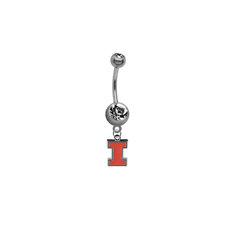 Illinois Fighting Illini SILVER College Belly Button Navel Ring
