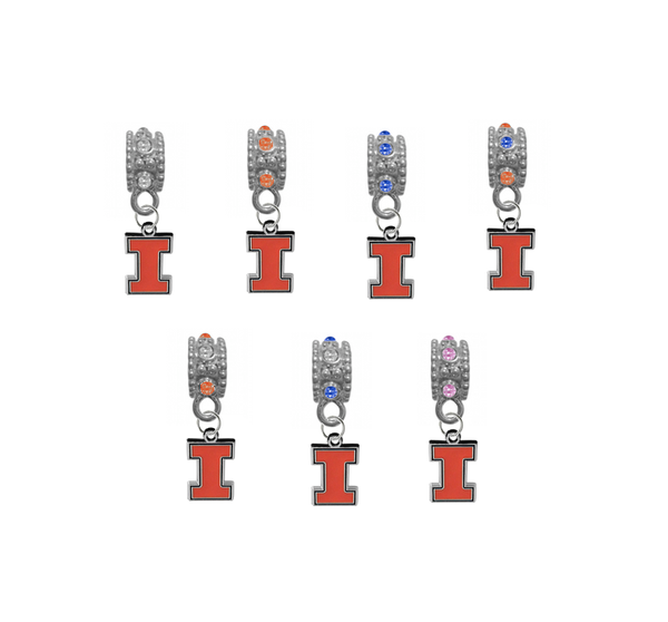 Illinois Fighting Illini NCAA Crystal Rhinestone European Bracelet Charm