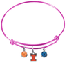 Illinois Fighting Illini NCAA Pink Expandable Wire Bangle Charm Bracelet