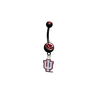 Indiana Hoosiers BLACK w/ RED GEM College Belly Button Navel Ring