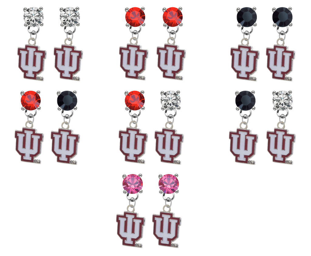 Indiana Hoosiers NCAA Swarovski Crystal Stud Rhinestone Earrings