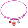 Indiana Hoosiers NCAA Pink Expandable Wire Bangle Charm Bracelet