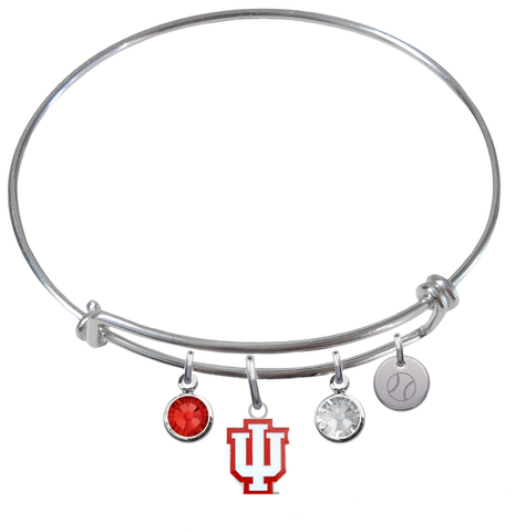 Indiana Hoosiers Baseball Expandable Wire Bangle Charm Bracelet