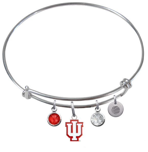 Indiana Hoosiers Basketball Expandable Wire Bangle Charm Bracelet