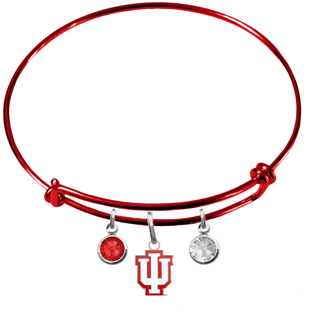 Indiana Hoosiers NCAA Red Expandable Wire Bangle Charm Bracelet