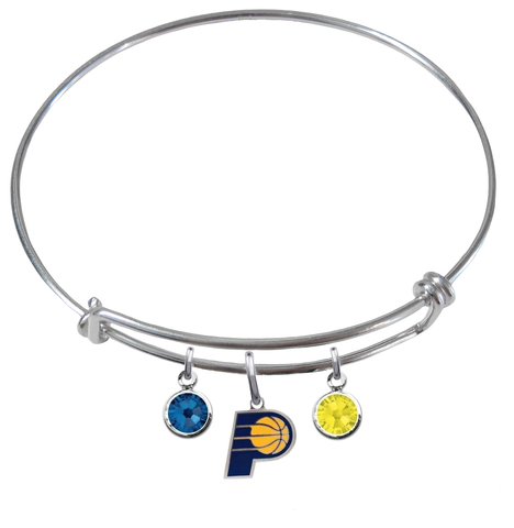 Indiana Pacers NBA Expandable Wire Bangle Charm Bracelet