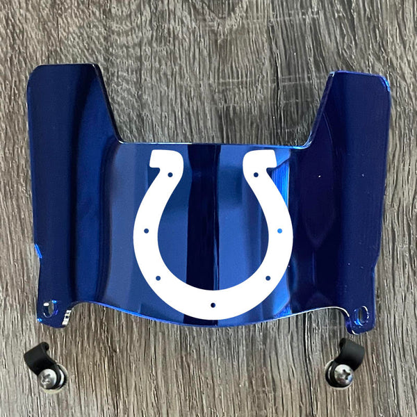 Indianapolis Colts Mini Football Helmet Visor Shield Blue Chrome Mirror w/ Clips