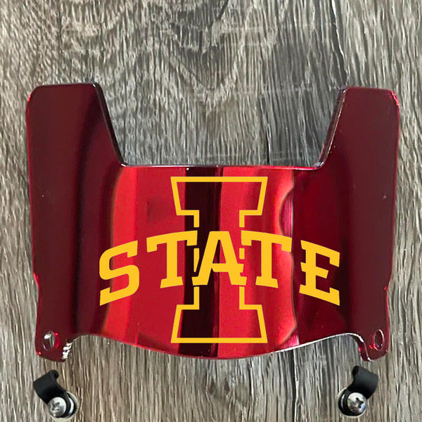 Iowa State Cyclones Mini Football Helmet Visor Shield Red Chrome Mirror w/ Clips