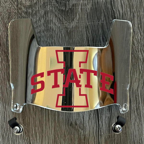 Iowa State Cyclones Mini Football Helmet Visor Shield Silver Chrome Mirror w/ Clips