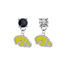 Iowa Hawkeyes 2 BLACK & CLEAR Swarovski Crystal Stud Rhinestone Earrings