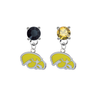 Iowa Hawkeyes 2 BLACK & GOLD Swarovski Crystal Stud Rhinestone Earrings