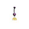 Iowa Hawkeyes Style 2 BLACK w/ PINK GEM College Belly Button Navel Ring 