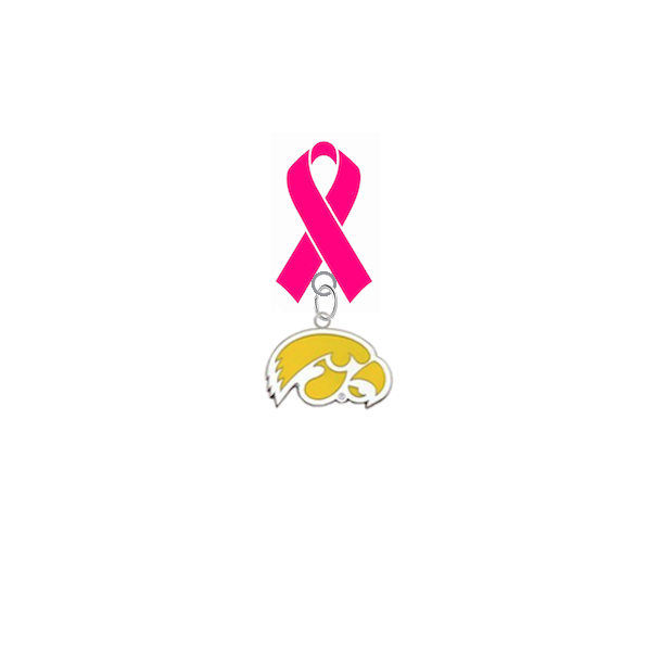Iowa Hawkeyes Style 2 Breast Cancer Awareness / Mothers Day Pink Ribbon Lapel Pin
