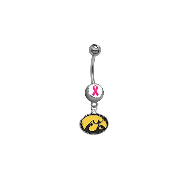 Iowa Hawkeyes Breast Cancer Awareness Belly Button Navel Ring