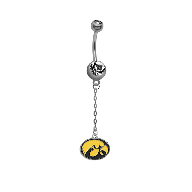 Iowa Hawkeyes Dangle Chain Belly Button Navel Ring