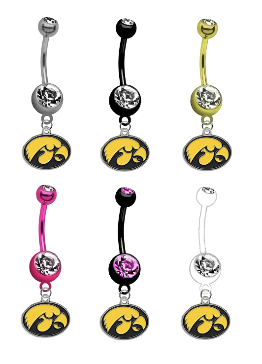 Iowa Hawkeyes NCAA College Belly Button Navel Ring - Pick Your Color
