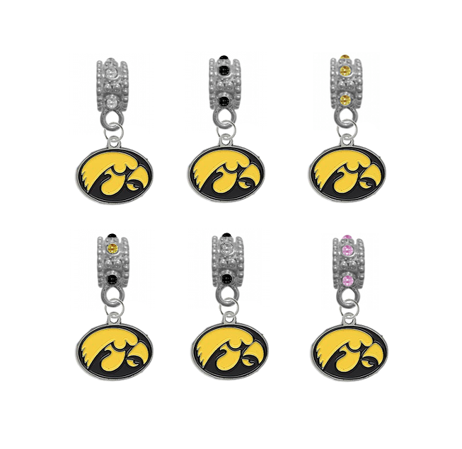 Iowa Hawkeyes NCAA Crystal Rhinestone European Bracelet Charm